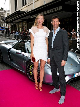 The car was used to ferry tennis champion Maria Sharapova, seen here with Formula One driver Mark Webber, to the pre-Wimbledon party this year. 