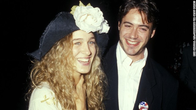 Actress Sarah Jessica Parker and Downey dated for years during the 1980s, and according to Downey, they broke up in 1991<a href='http://ift.tt/1r3V7QB' target='_blank'> because of his drug problem</a>. Here, the couple attend a cocktail party for the Dukakis presidential campaign at Norman Lear's home in Beverly Hills, California, on September 15, 1988.