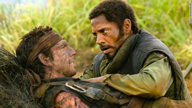 In 2008, Downey (at right with Ben Stiller) was nominated for a Best Supporting Actor Oscar for his role in "Tropic Thunder," in which he portrayed an actor who had "pigmentation alteration" surgery.