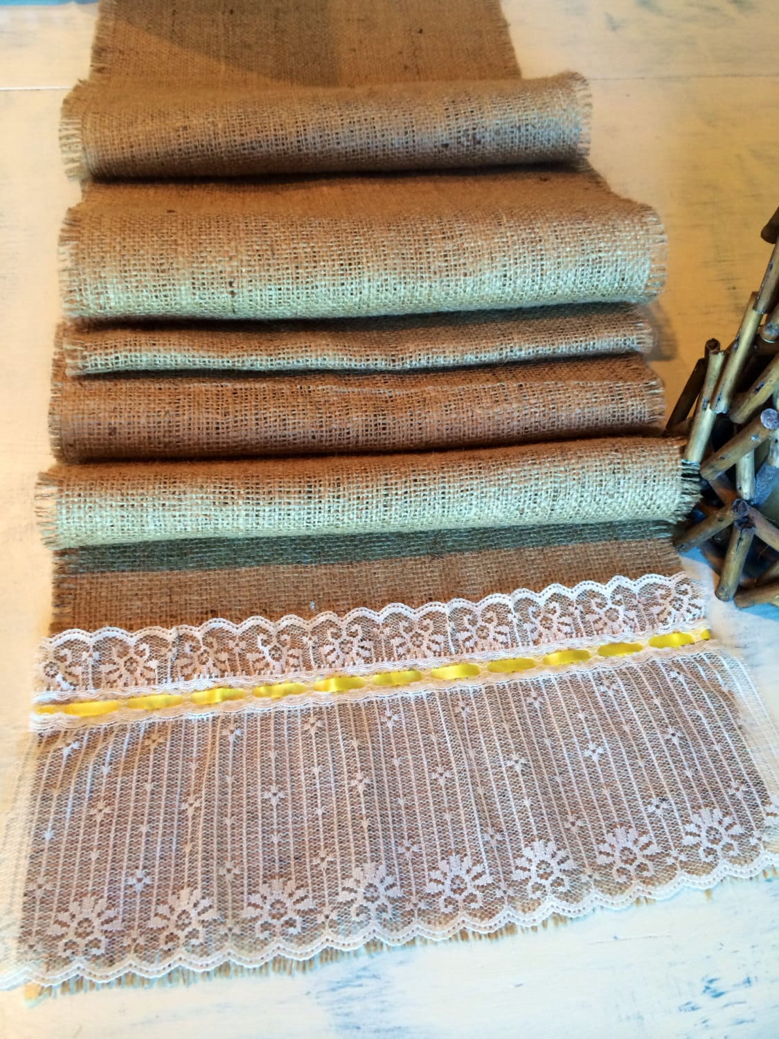 Rustic Burlap Table Runners - 6ft tables