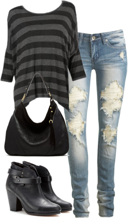 Untitled #735 by officialnat featuring a hobo purseStriped top,...