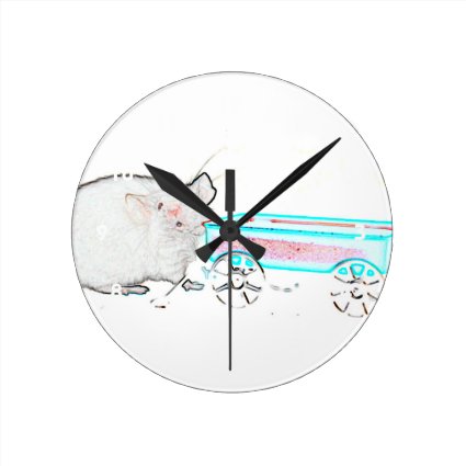 outline mouse with wagon cute mice animal wall clocks