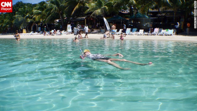 <a href='http://ift.tt/1fDdXIO'>Brian Crews</a> says the water at West Bay Beach in Roatan, Honduras, was really that clear "and looked even better in person." 