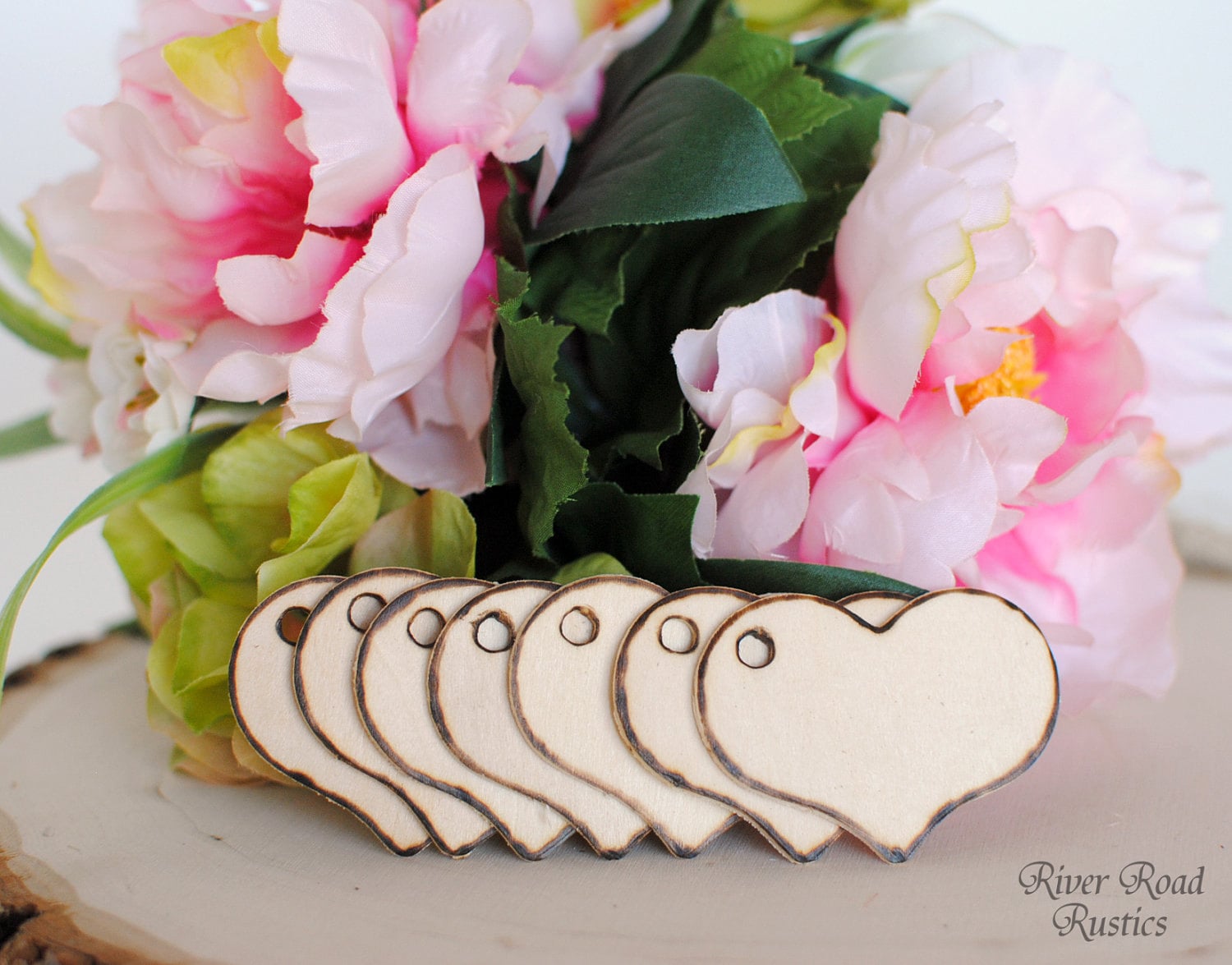 Rustic Wood Heart Tags(Set Of 12) for your Wishing Tree, Escort Cards, Place Cards, Favors, Gifts, Etc.