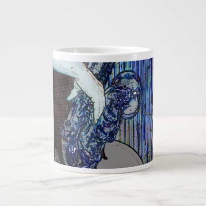 sax and hand blue poster edges music design extra large mug