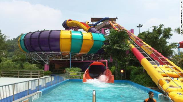 "This is the largest bowl water ride in the world with a massive 18-meter diameter," explains Ruth McMahon at theme park designers ProSlide Technology Inc. "The size and shape allows passengers to speed around the perimeter and make multiple revolutions with maximum centrifugal force." The ride is part of Guangzhou's Chimelong Water Park.