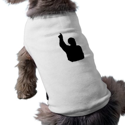 man pointing up shadow dog shirt