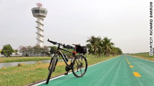 Suvarnabhumi\'s 15-mile bike track loops around the airport. 