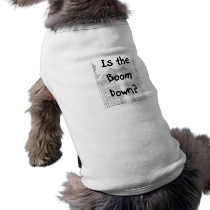 Is the boom down? Words with grey gates Dog T-shirt