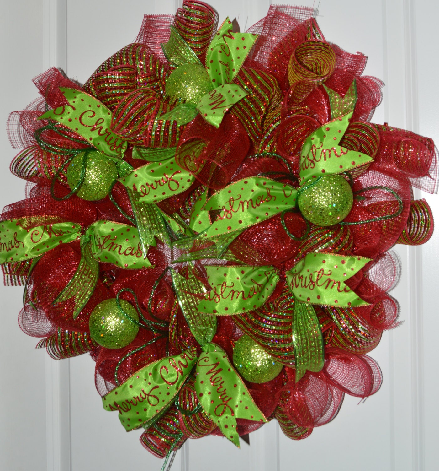 Christmas wreath, Deco Mesh Wreath, Christmas Deco Mesh Wreath