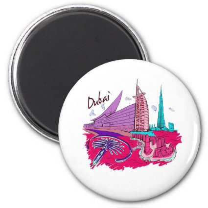 dubai city pink graphic travel design.png refrigerator magnets