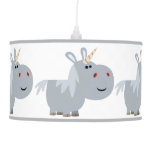 Cute Unscrutable Cartoon Unicorn Pendant Lamp