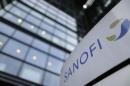 A logo is seen in front of the entrance at the headquarters of French drugmaker Sanofi in Paris