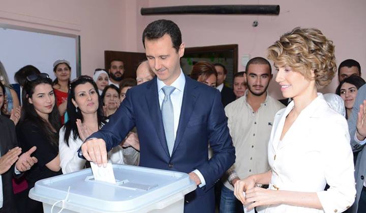 Syrian president Bashar al-Assad votes asma