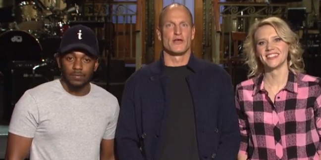 Woody Harrelson Gives Kendrick Lamar A Piggy Back Ride in Their SNL Promo