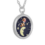 Cartoon Cow Jumped Over The Moon Necklace
