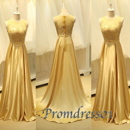 2015 gorgeous golden long prom dress