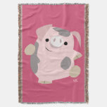 Cute Cartoon Dancing Pig Throw Blanket