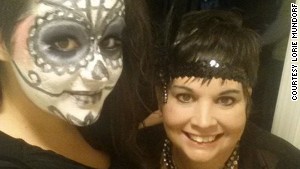 The author and her oldest daughter, Heather, at this year\'s Halloween party