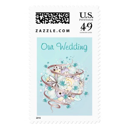 Blue Bird Cages Wedding Postage Stamp
