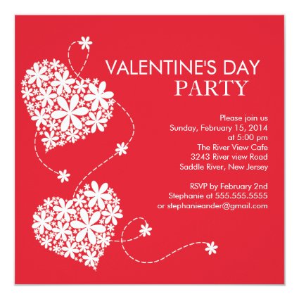 Daisy Hearts Valentines's Day Party Invitations