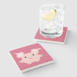 Cute Shorty Cartoon Pig Stone Coaster