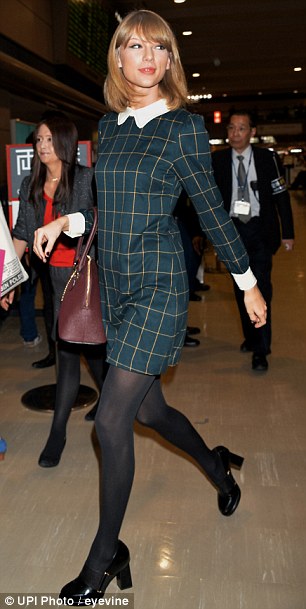 Global jetsetter: Swift was pictured today arriving in Japan
