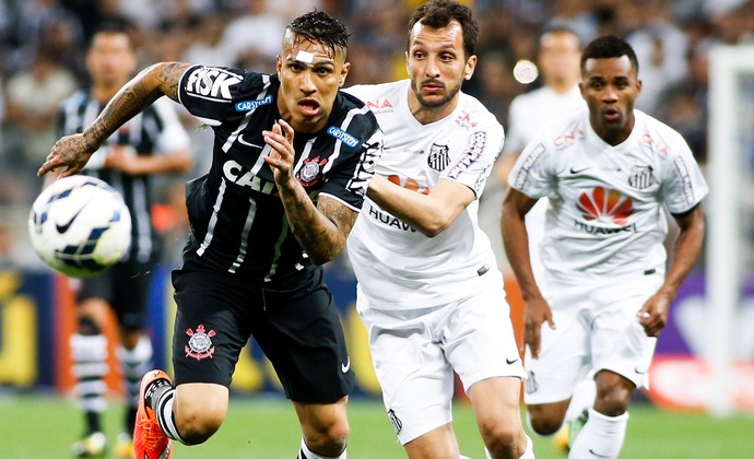 Guerrero e Edu Dracena, Corinthians x Santos (Foto: Getty Images)