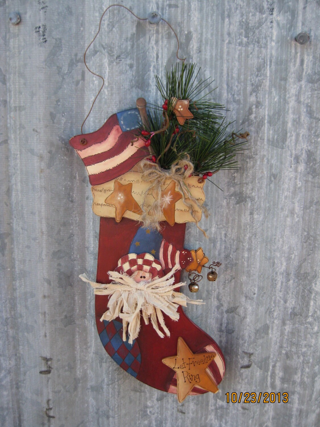 Santa Stocking "Let Freedom Ring" made in the USA