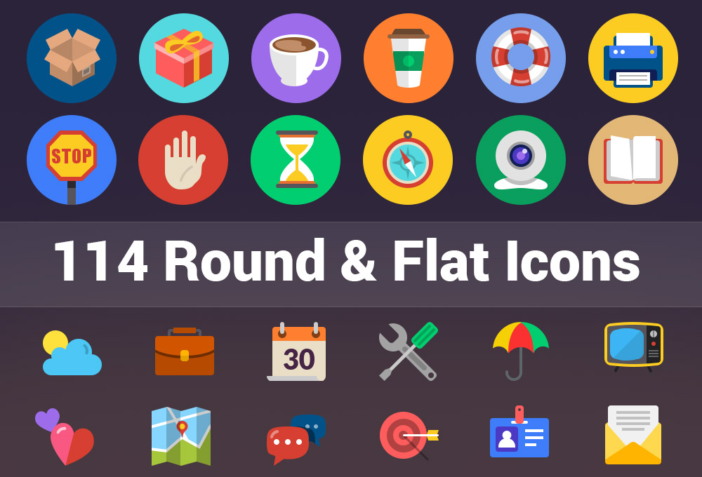 114 Flat & Round Icons
