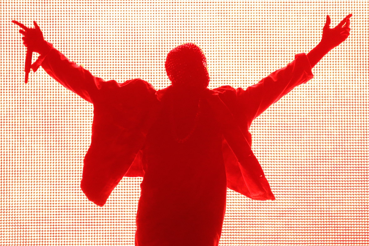 Kanye West performs onstage during the Made in American music festival in Los Angeles