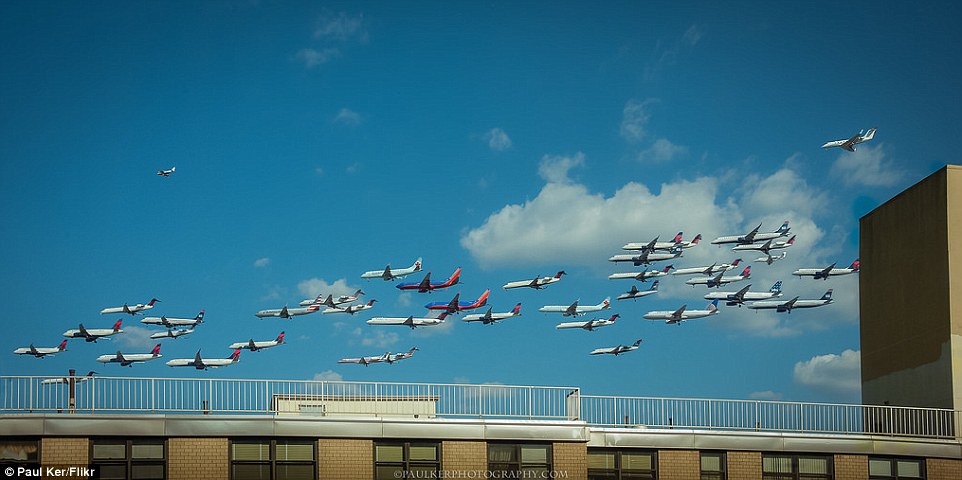 Cleared for landing: Photographer Paul Ker snapped a photo of every plane landing at LaGuardia Airport