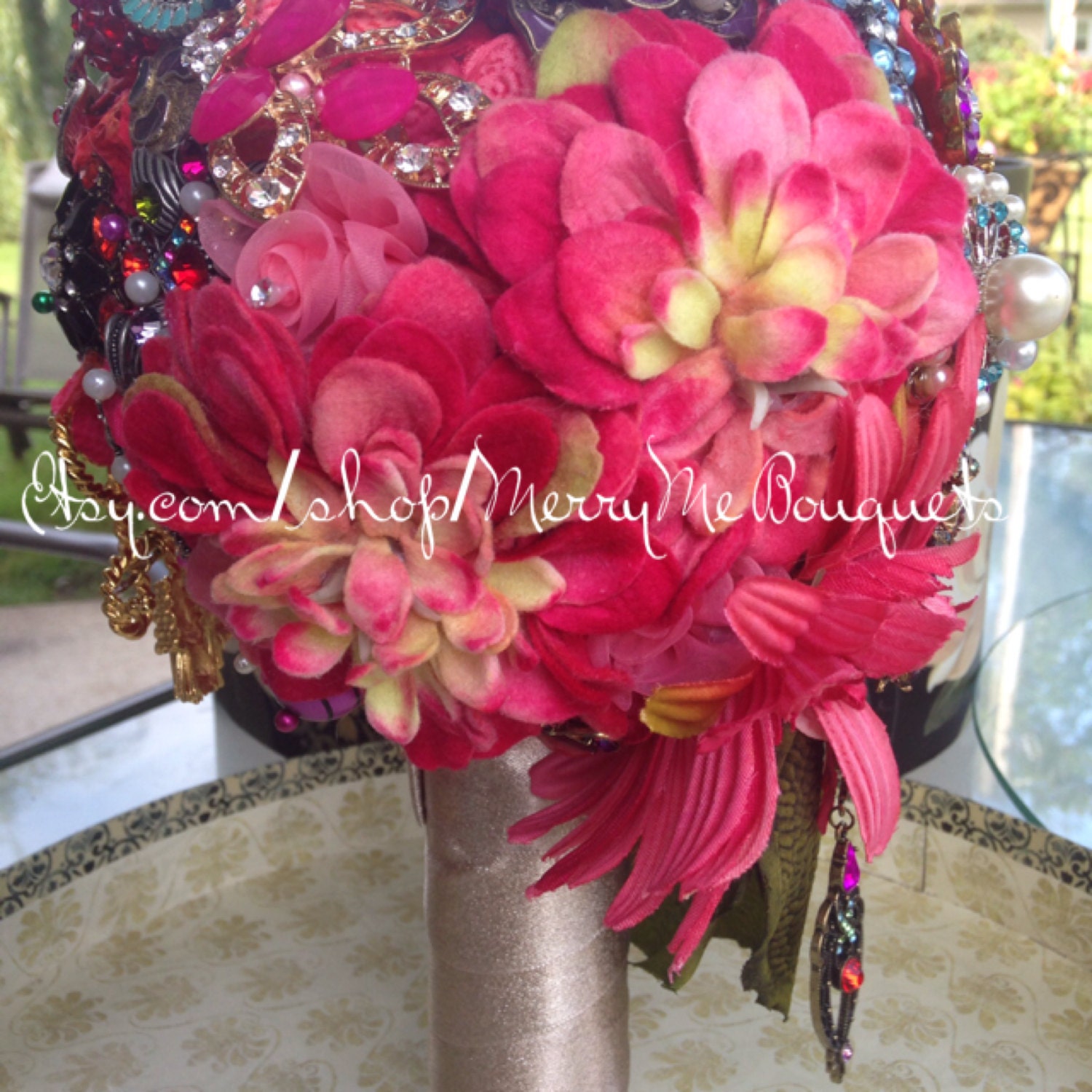 Bold pink undertone colorful brooch bouquet