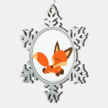 Cute Fleet Cartoon Fox Pewter Ornament