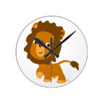 Cute Cartoon Content Lion Wall Clock
