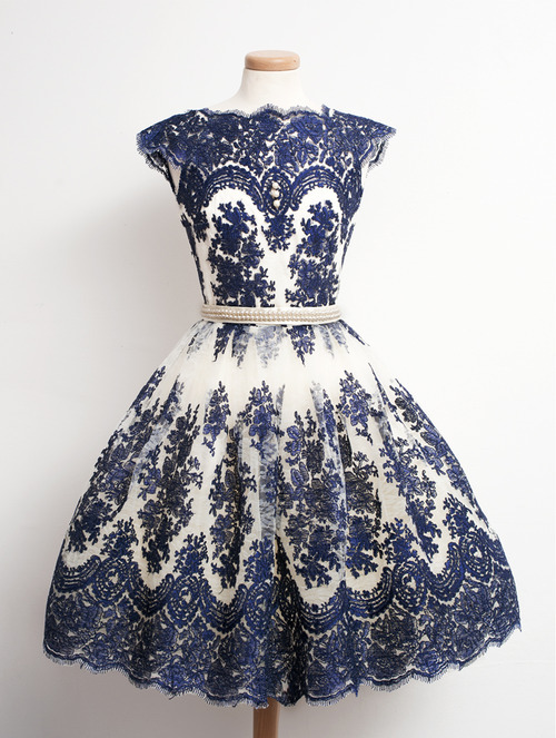 Vintage blue prom dress