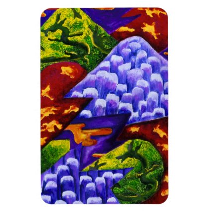 Dragonland, Abstract Green Dragons, Blue Mountains Flexible Magnets