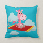Cute Cartoon Unicorn's Magic Carpet Ride Pillow