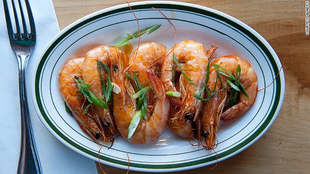Peppered shrimp at Brooklyn restaurant Glady's, which serves Caribbean cuisine. 