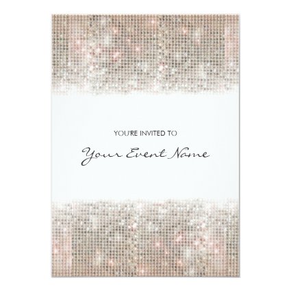 Sparkly Silver Faux Sequins Festive Party Personalized Invites