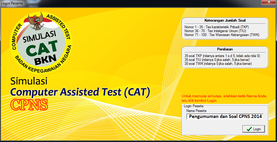 Info CPNS 2014 Simulasi CAT Untuk Latihan CPNS 2014 Digelar 12 Agustus