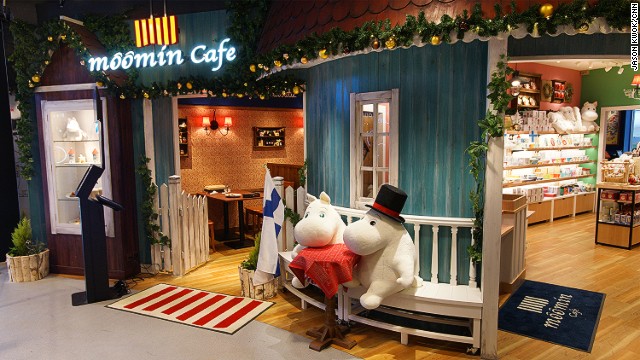 The cafe is inspired by the stories of Moomins, the hippo-like creatures created by Finnish artist and writer Tove Jansson.