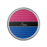 Personalized name blue pink chevrons bluetooth speaker