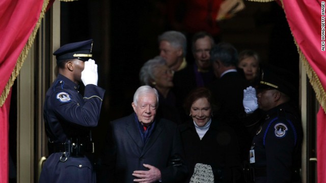 The Carters arrive for President Barack Obama's inauguration in January 2009.