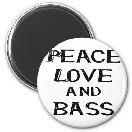 peace love and bass bernice black fridge magnets