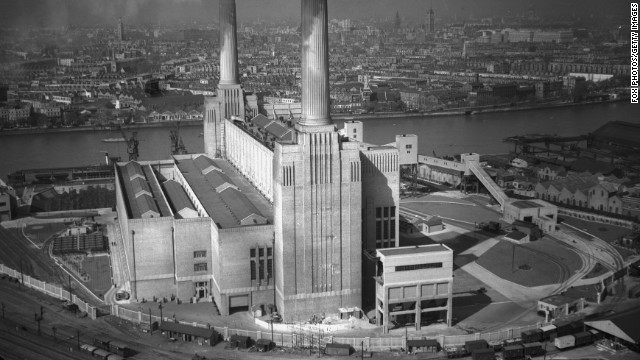 Built in the Thirties as a functional coal-fired power station, its distinctive design has made it famous around the world. Here, engineers are seen working on the station in 1932. The other two towers were not added until 1953, forming the familiar four-chimneyed silhouette.