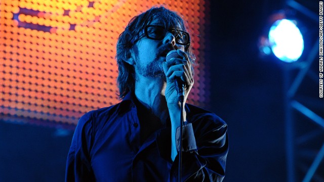 Jarvis Cocker of English alternative rock band Pulp performs on stage in 2011. Arcade Fire, Portishead and M.I.A also featured on the line-up. 