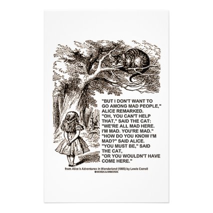 Wonderland Alice Go Among Mad People Quote Stationery