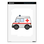 Red and White Cartoon Ambulance Decal For iPad 3