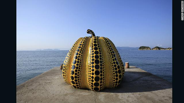 Pop art precursor Yayoi Kusama, who's often credited with influencing Andy Warhol, was commissioned to create "Pumpkin" for Naoshima. The sculpture has become a Naoshima icon, and smaller stone imitations are found dotted around the island. 